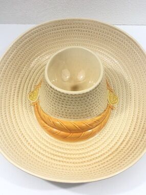 Vintage Metlox California Pottery Sombrero Chip and Dip Bowl Hat Party Platter